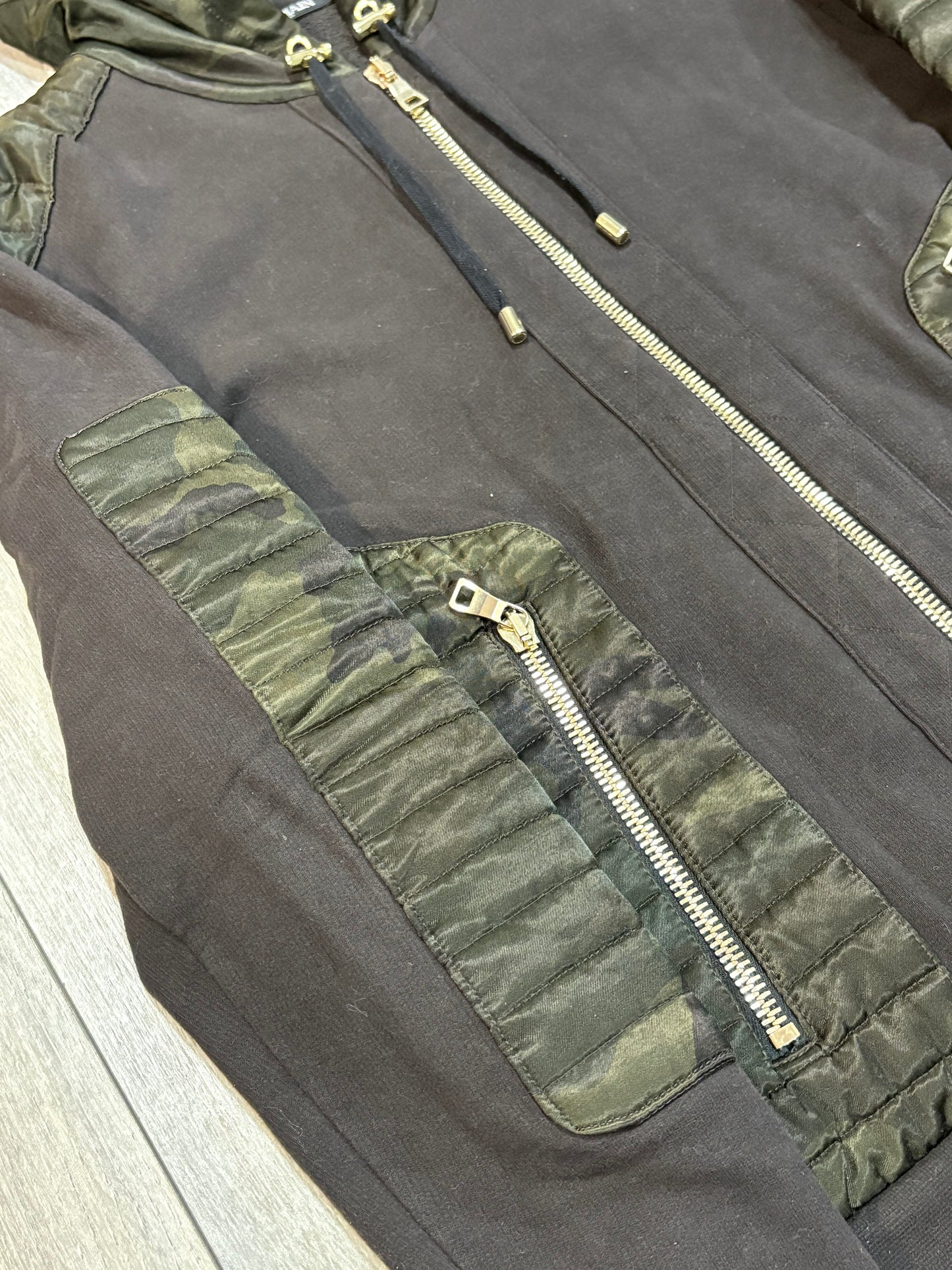 Balmain AW17 Camo padded biker zip up