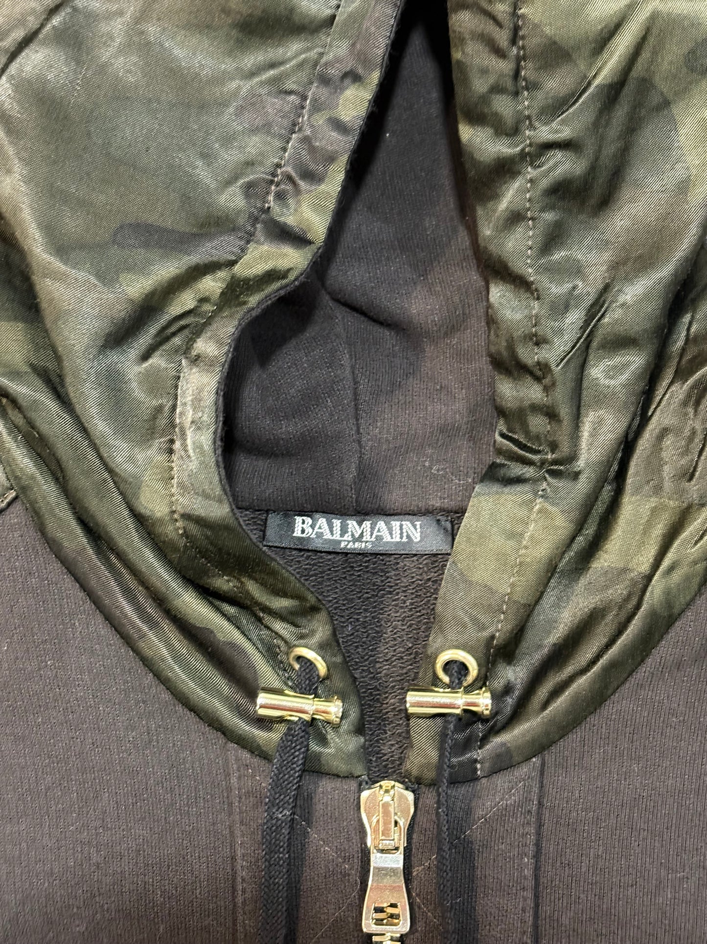 Balmain AW17 Camo padded biker zip up