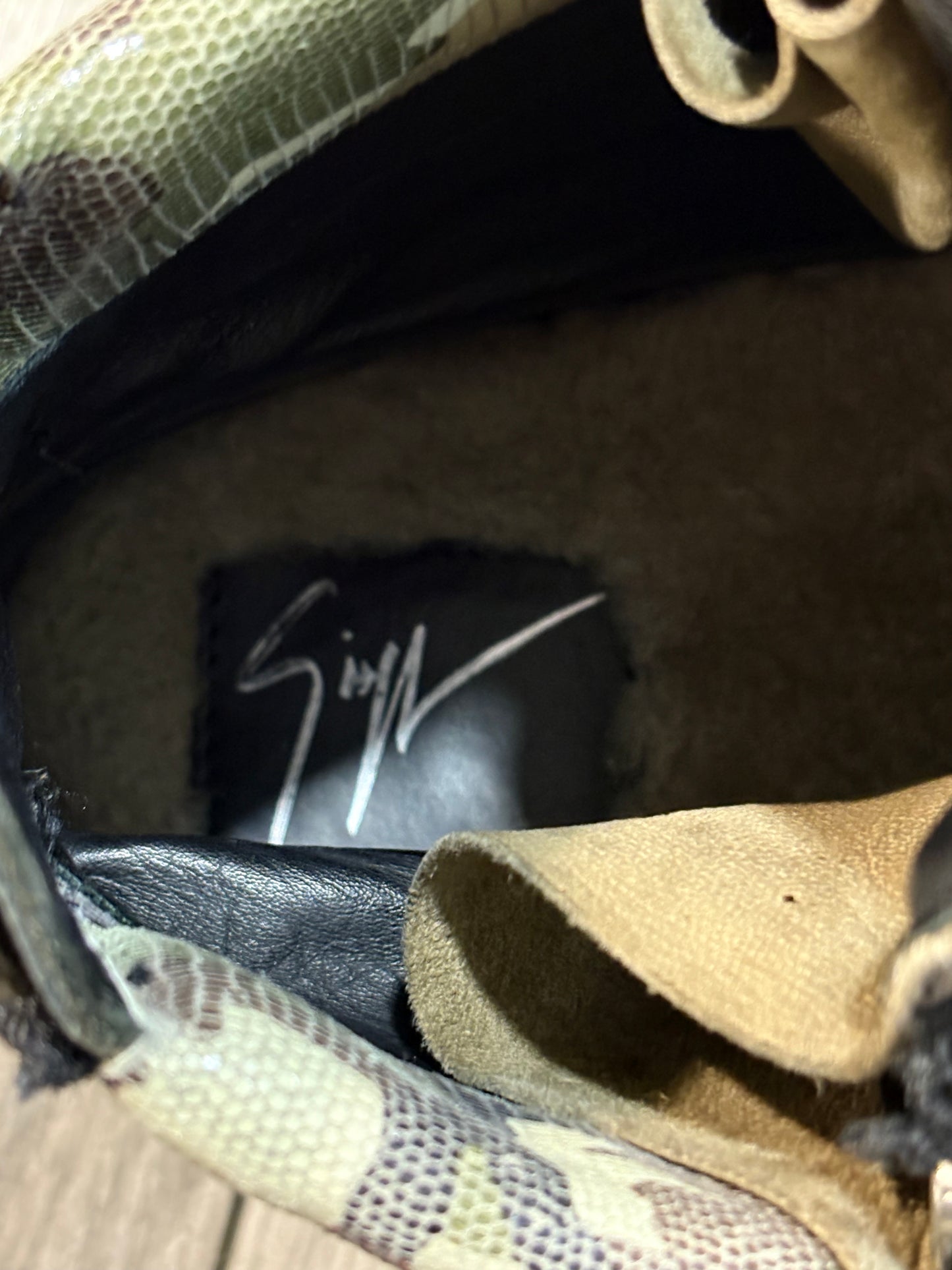 Giuseppe Zanotti Camo Snakeskin Gem Strap Hi Tops