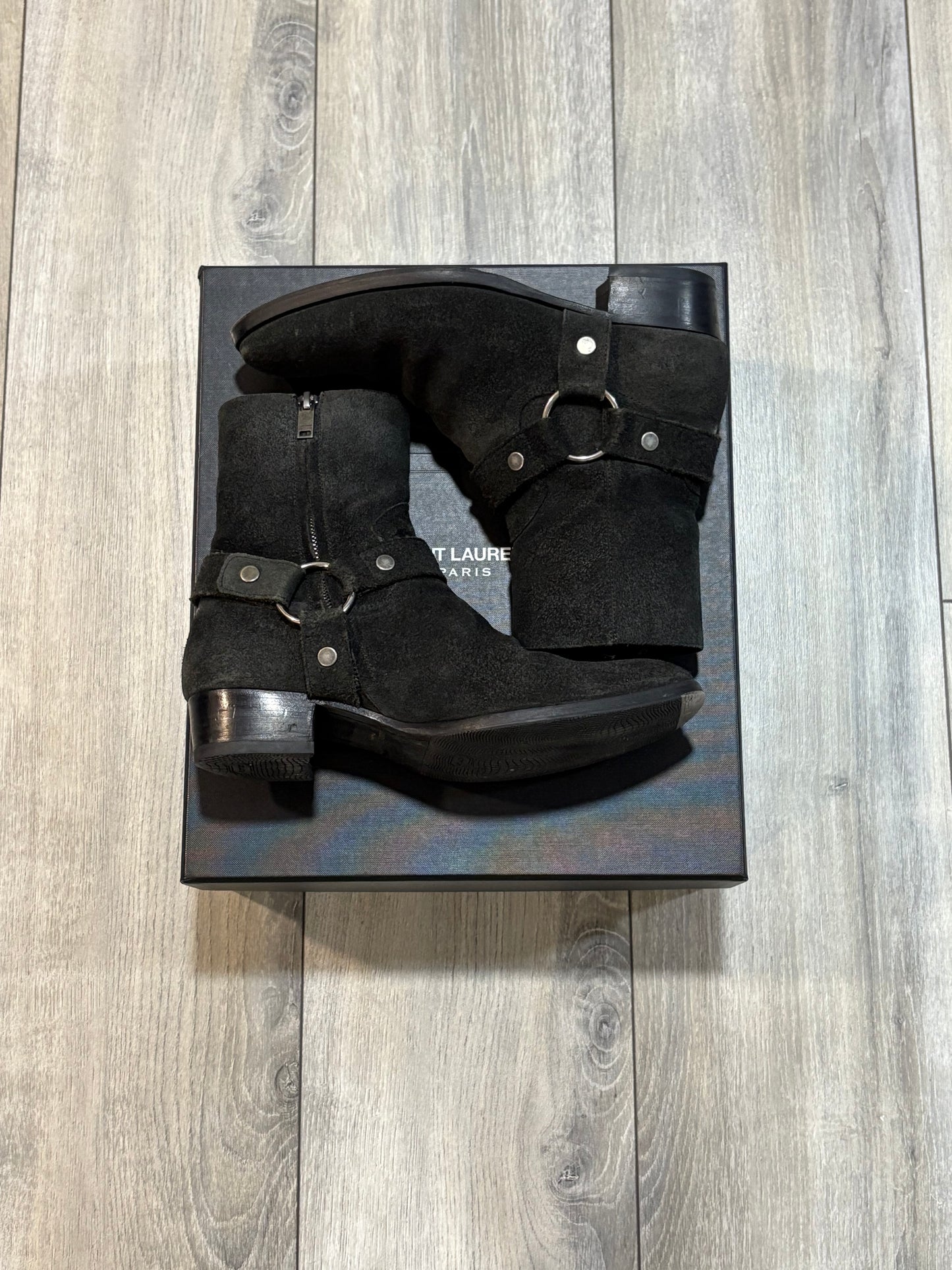 Saint Laurent Paris Canvas Harness Wyatt Boots