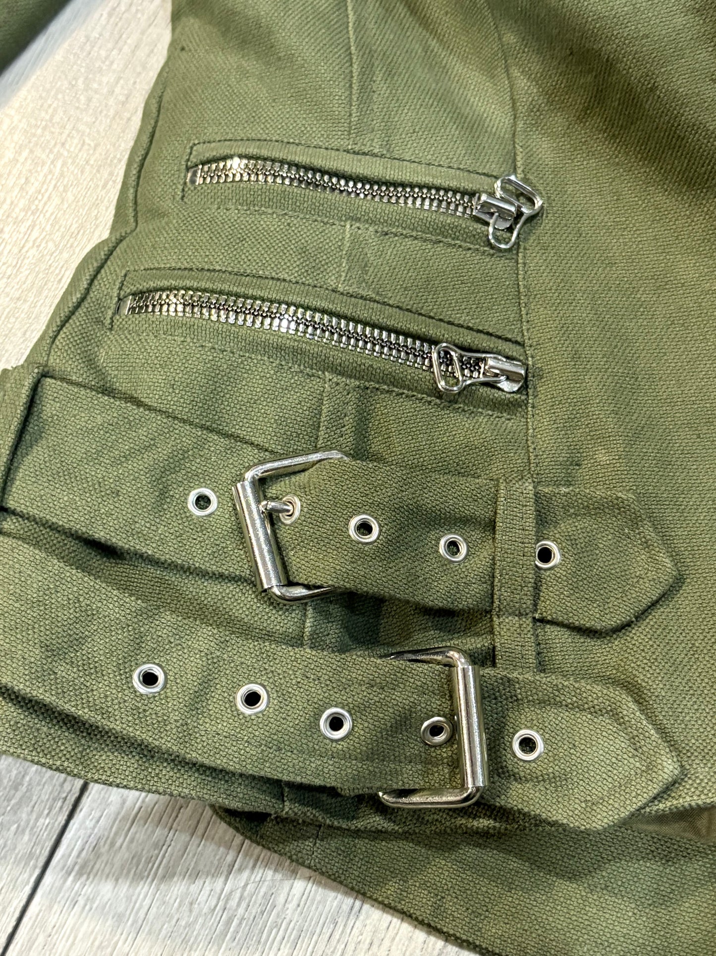 Balmain SS10 Army Green Biker Jacket