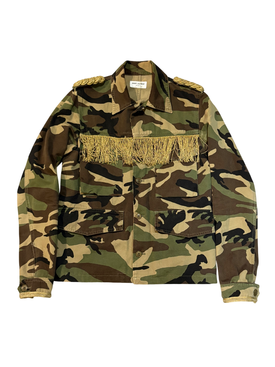 Saint Laurent Paris SS15 Psych Rock Fringed Military Jacket