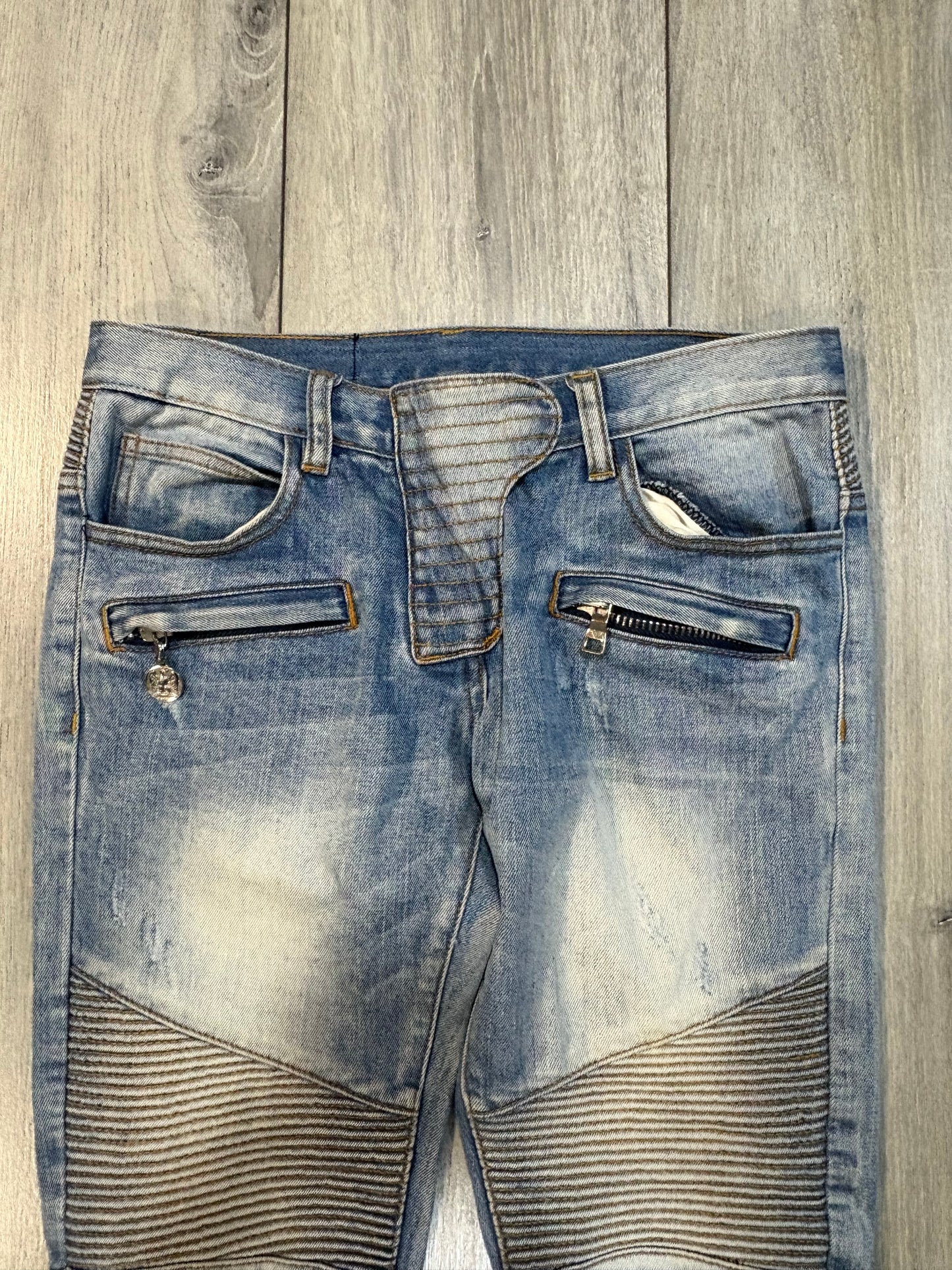 Balmain SS11 Eagle Coin Biker Denim