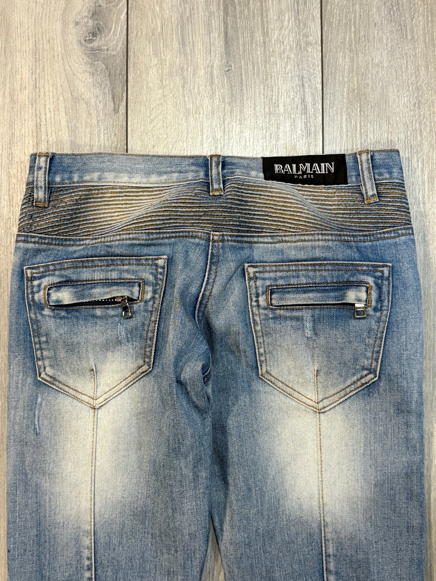 Balmain SS11 Eagle Coin Biker Denim