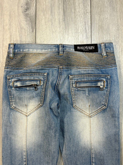 Balmain SS11 Eagle Coin Biker Denim