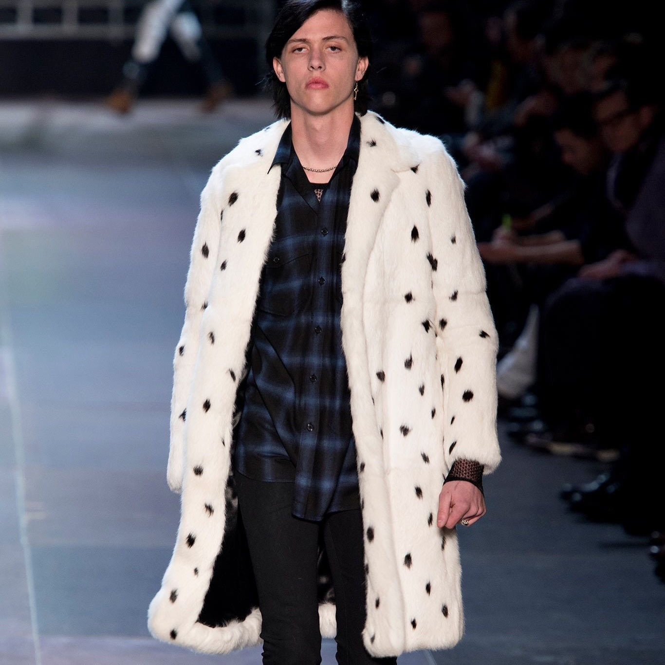 Saint Laurent Pairs FW13 Runway Sample Blue & Black Checkered Flannel