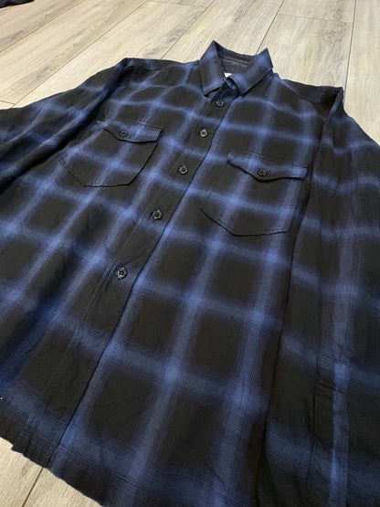 Saint Laurent Pairs FW13 Runway Sample Blue & Black Checkered Flannel