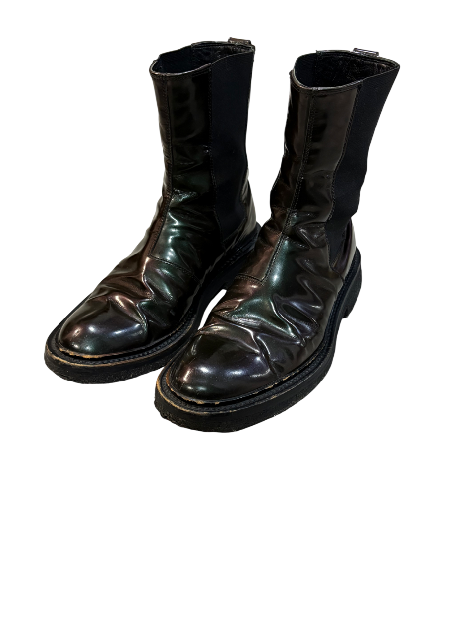Dior Homme AW08 Patent Leather Green Glitter Boots