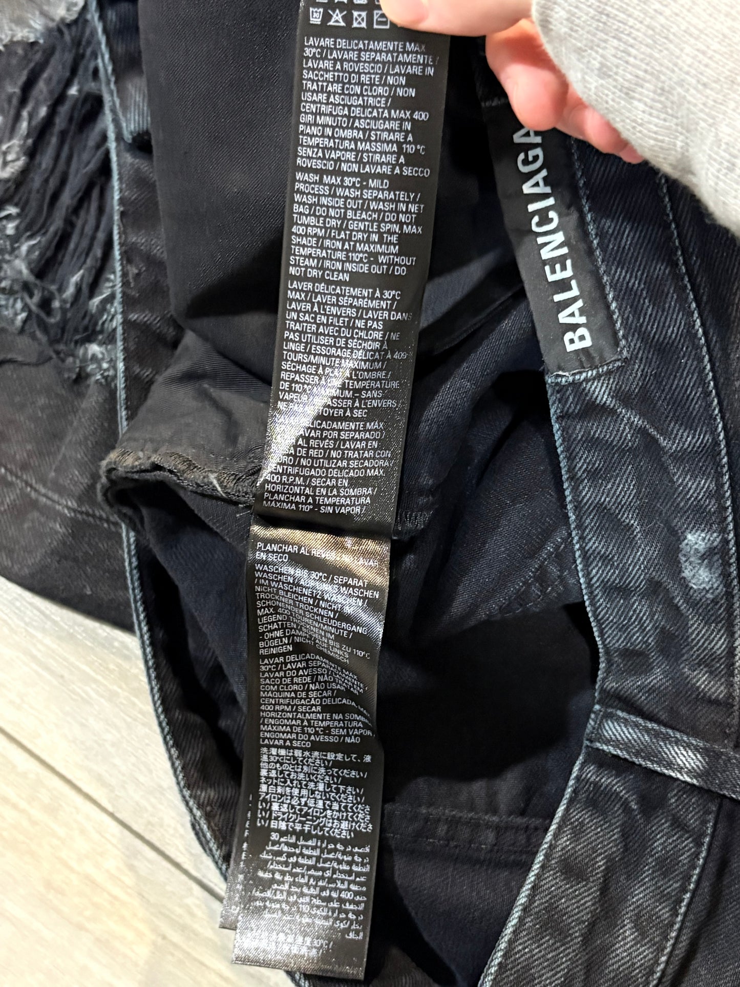 Balenciaga SS23 Mud Wash Distressed Wide Leg Denim