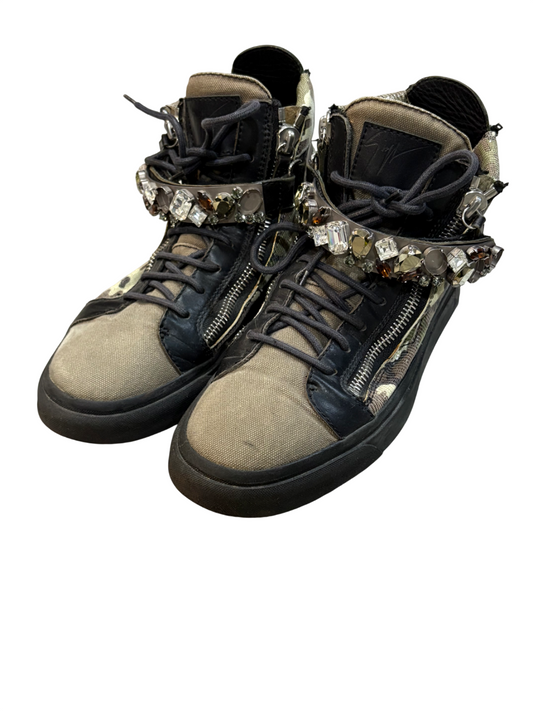 Giuseppe Zanotti Camo Snakeskin Gem Strap Hi Tops