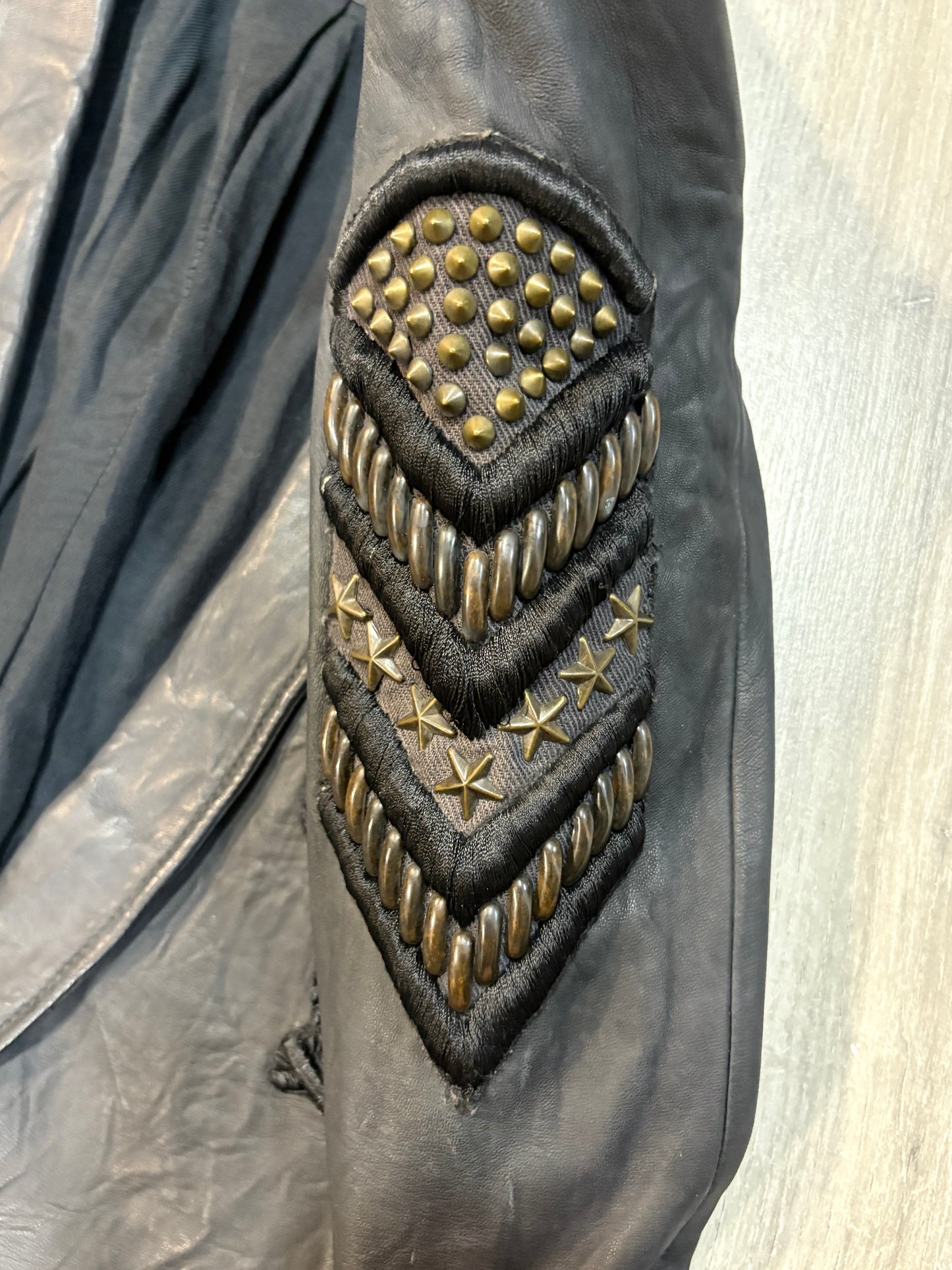 Balmain SS10 Military Patch Leather Blazer