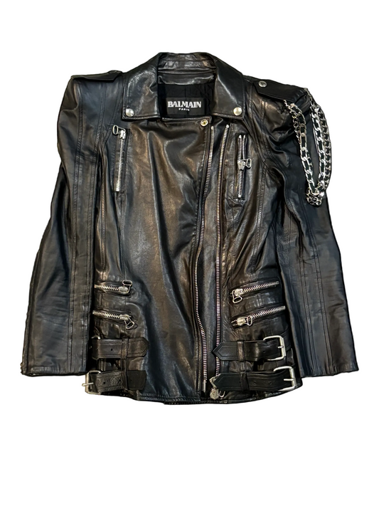 Balmain AW09 Chain Leather Rider Jacket