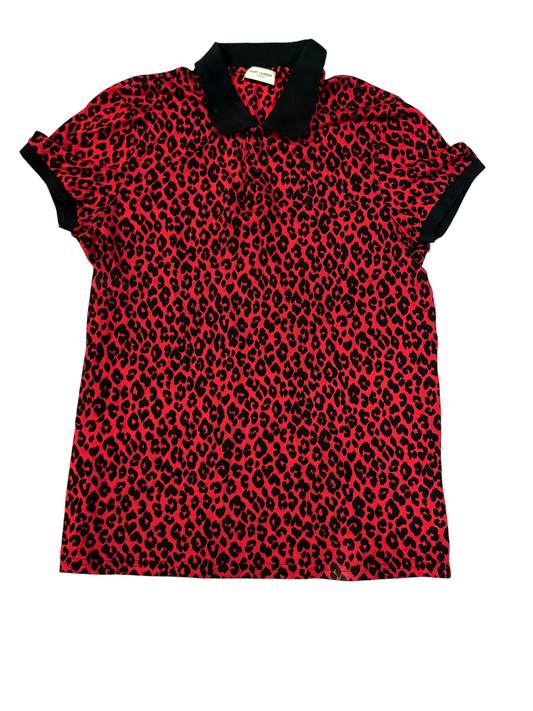 Saint Laurent Paris SS14 Red Baby Cat Polo