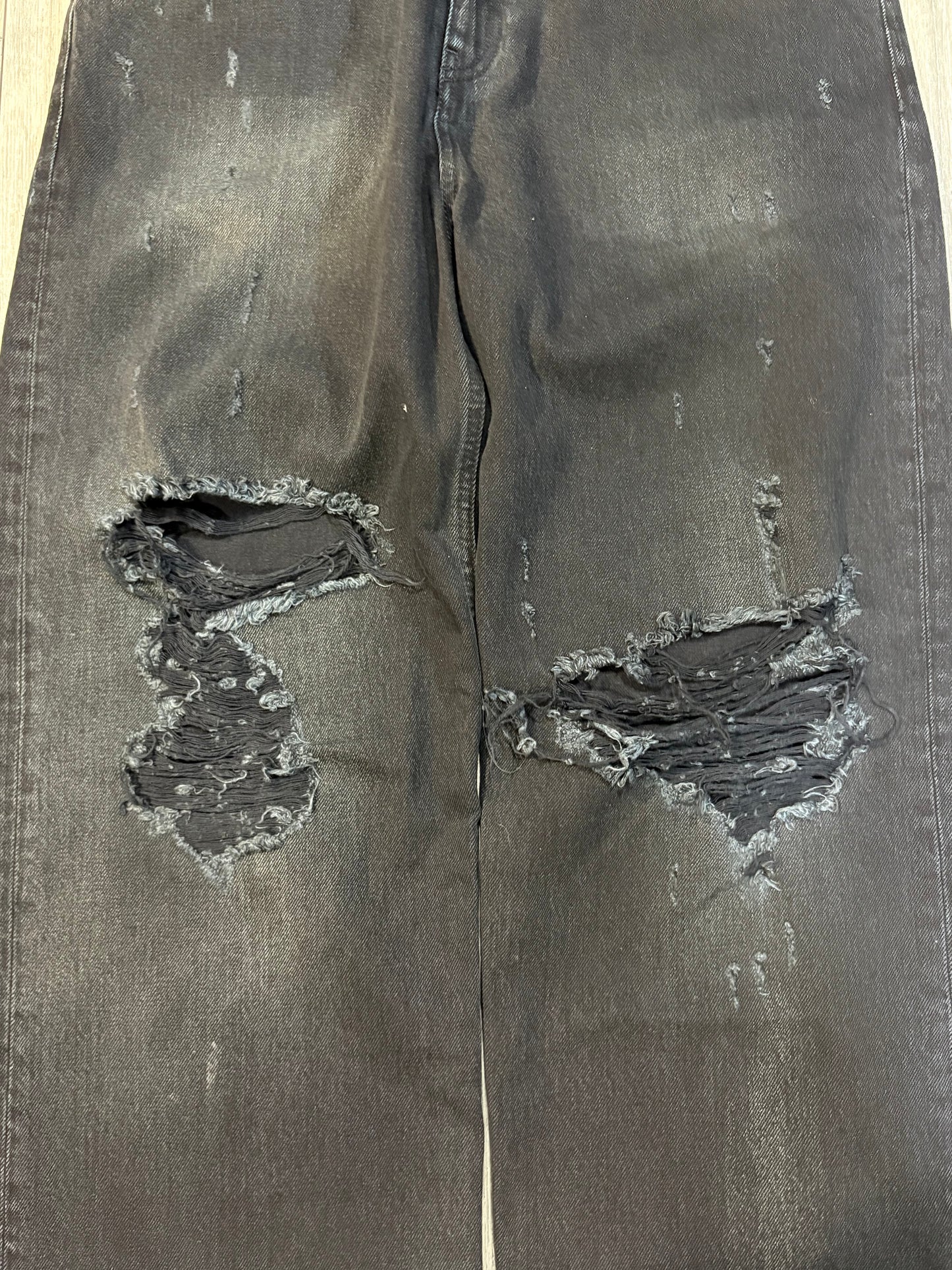 Balenciaga SS23 Mud Wash Distressed Wide Leg Denim