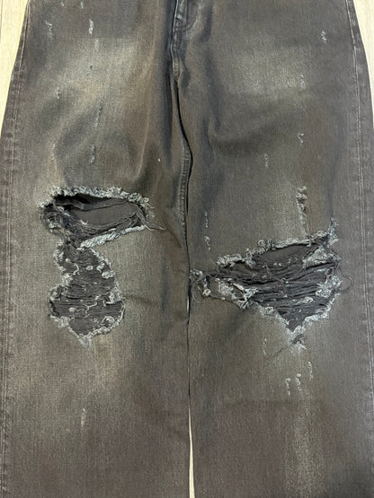 Balenciaga SS23 Mud Wash Distressed Wide Leg Denim