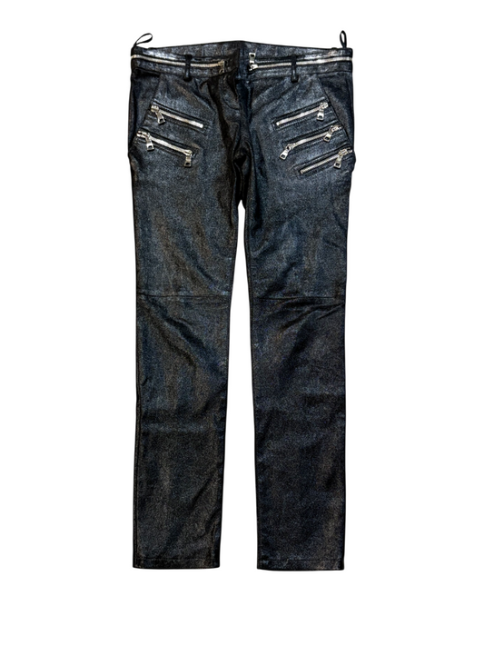 Balmain SS11 Waxed Lambskin Multi-Zip Pants