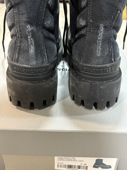Balenciaga Distressed Canvas Strike Boots