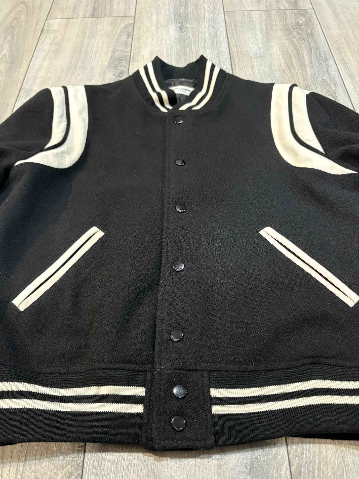 Saint Laurent Paris AW21 Leather Padded Teddy Jacket