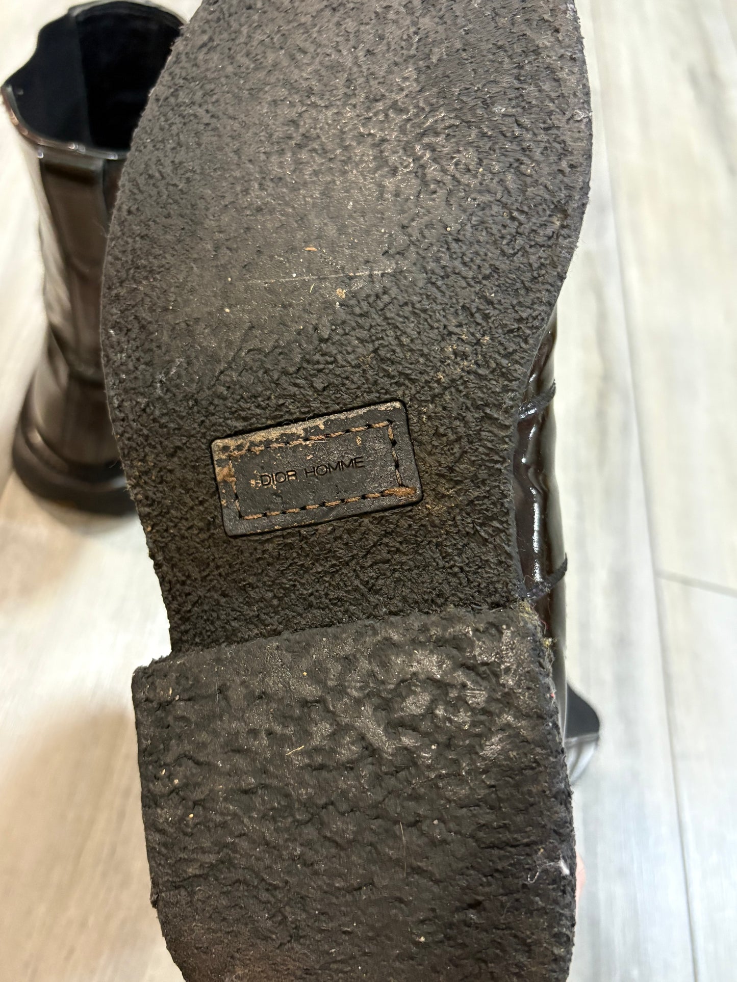 Dior Homme AW08 Patent Leather Green Glitter Boots