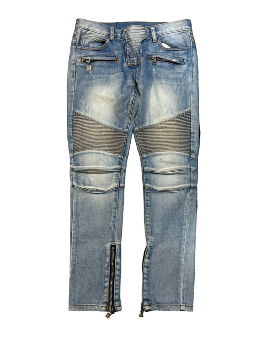 Balmain SS11 Eagle Coin Biker Denim