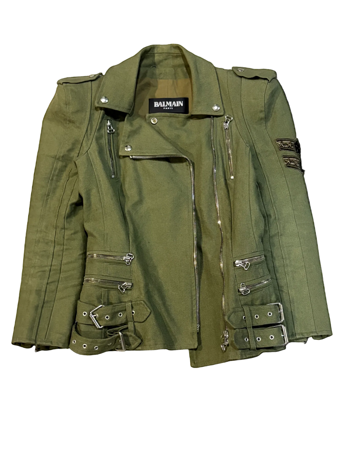 Balmain SS10 Army Green Biker Jacket
