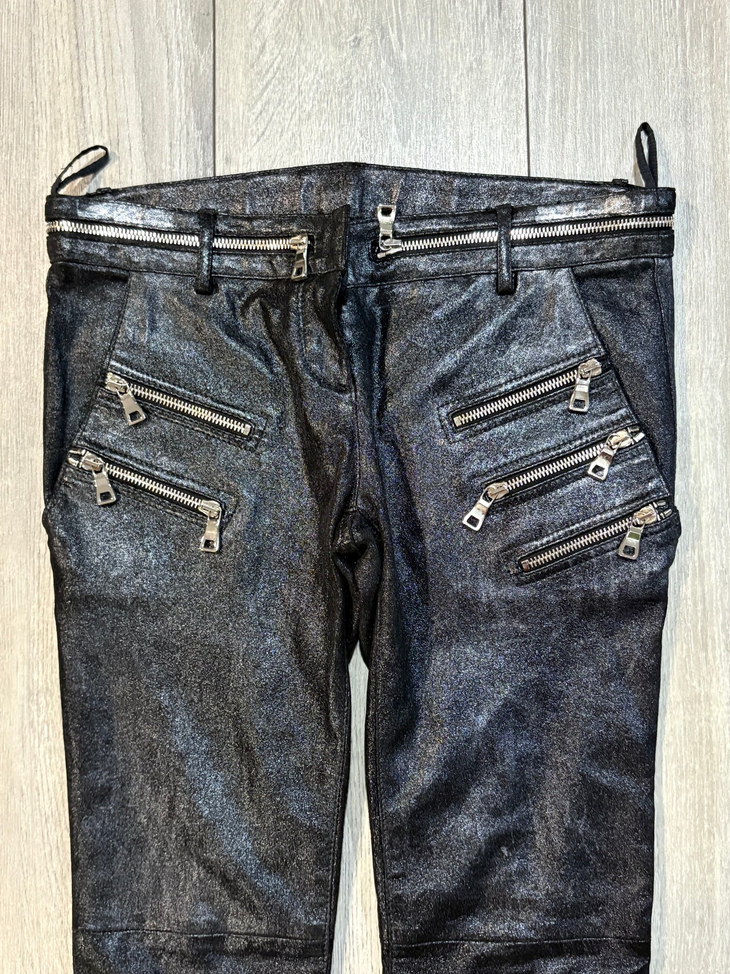 Balmain SS11 Waxed Lambskin Multi-Zip Pants