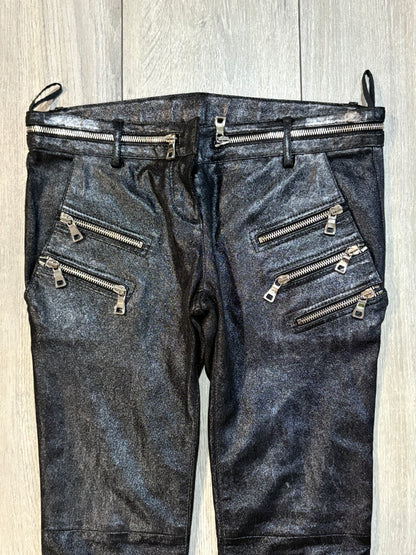 Balmain SS11 Waxed Lambskin Multi-Zip Pants