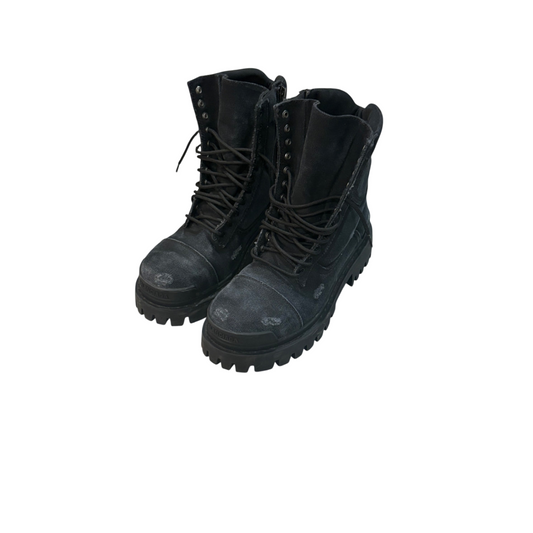 Balenciaga Distressed Canvas Strike Boots