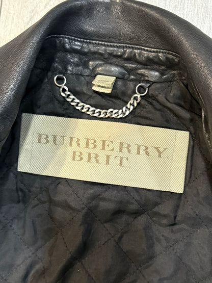 Burberry Brit Loseley Quilted Panel Leather Biker Jacket