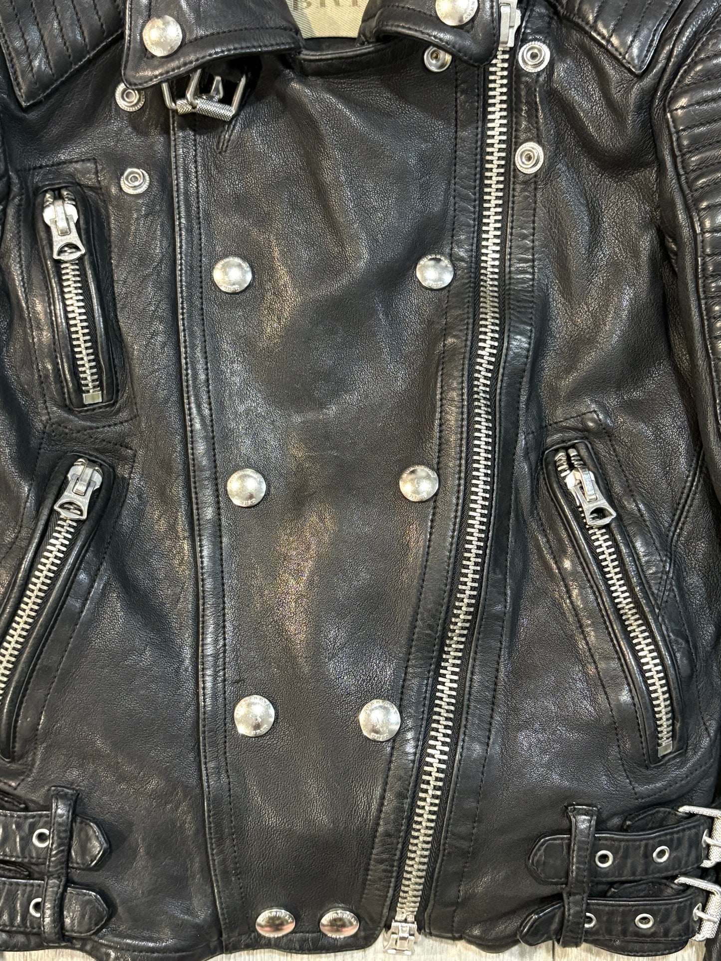 Burberry Brit Loseley Quilted Panel Leather Biker Jacket