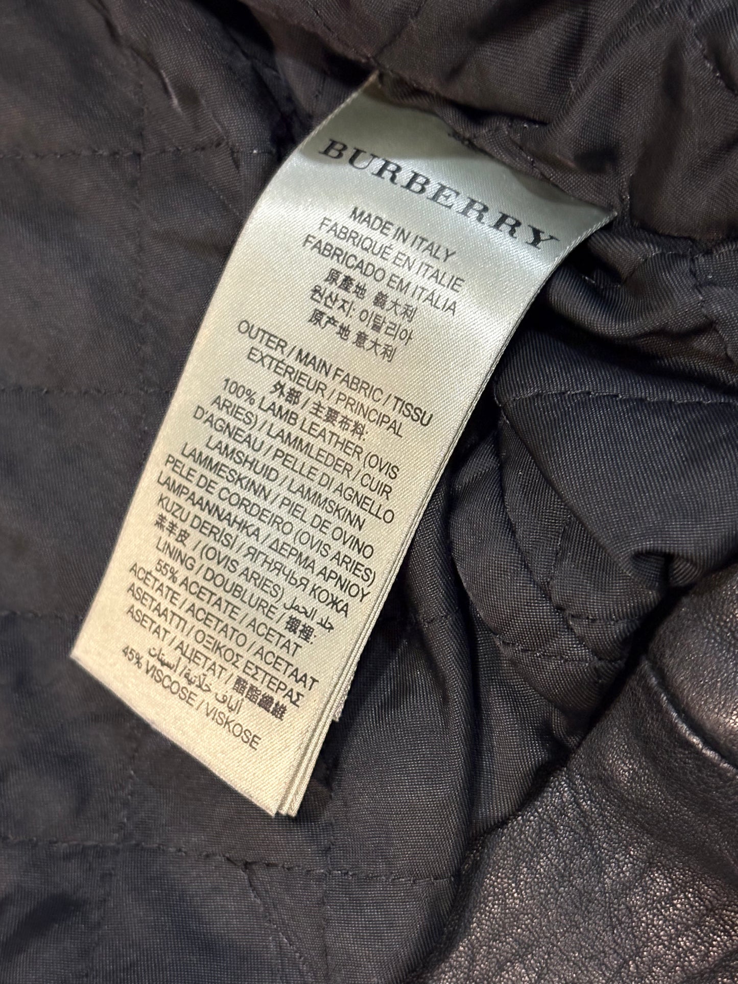 Burberry Brit Loseley Quilted Panel Leather Biker Jacket