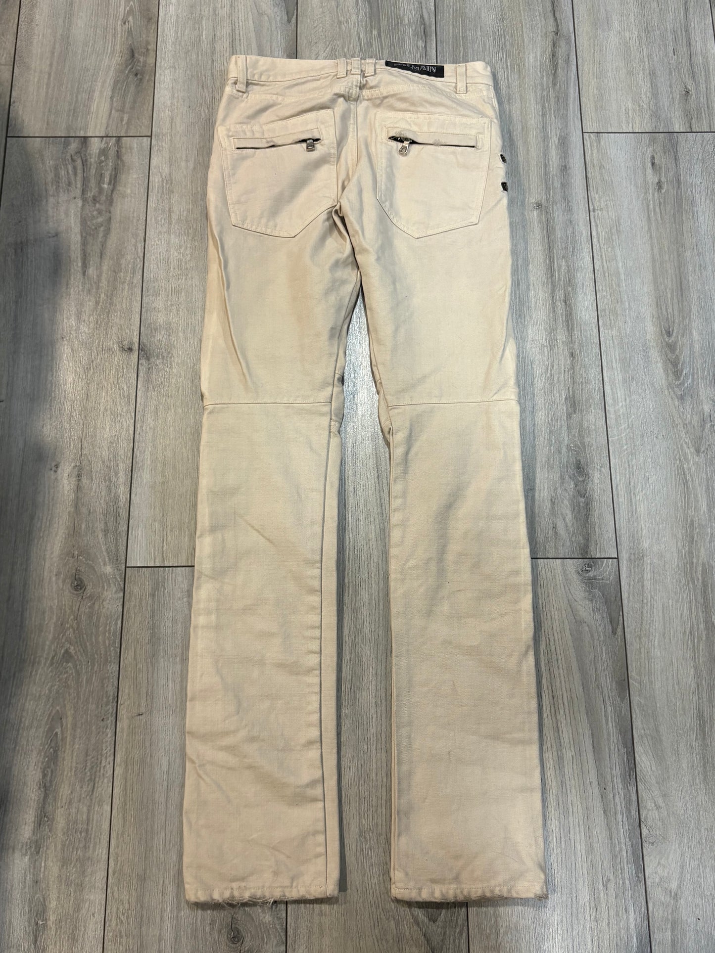 Balmain 2012 1/1 Beige Double Zip Denim