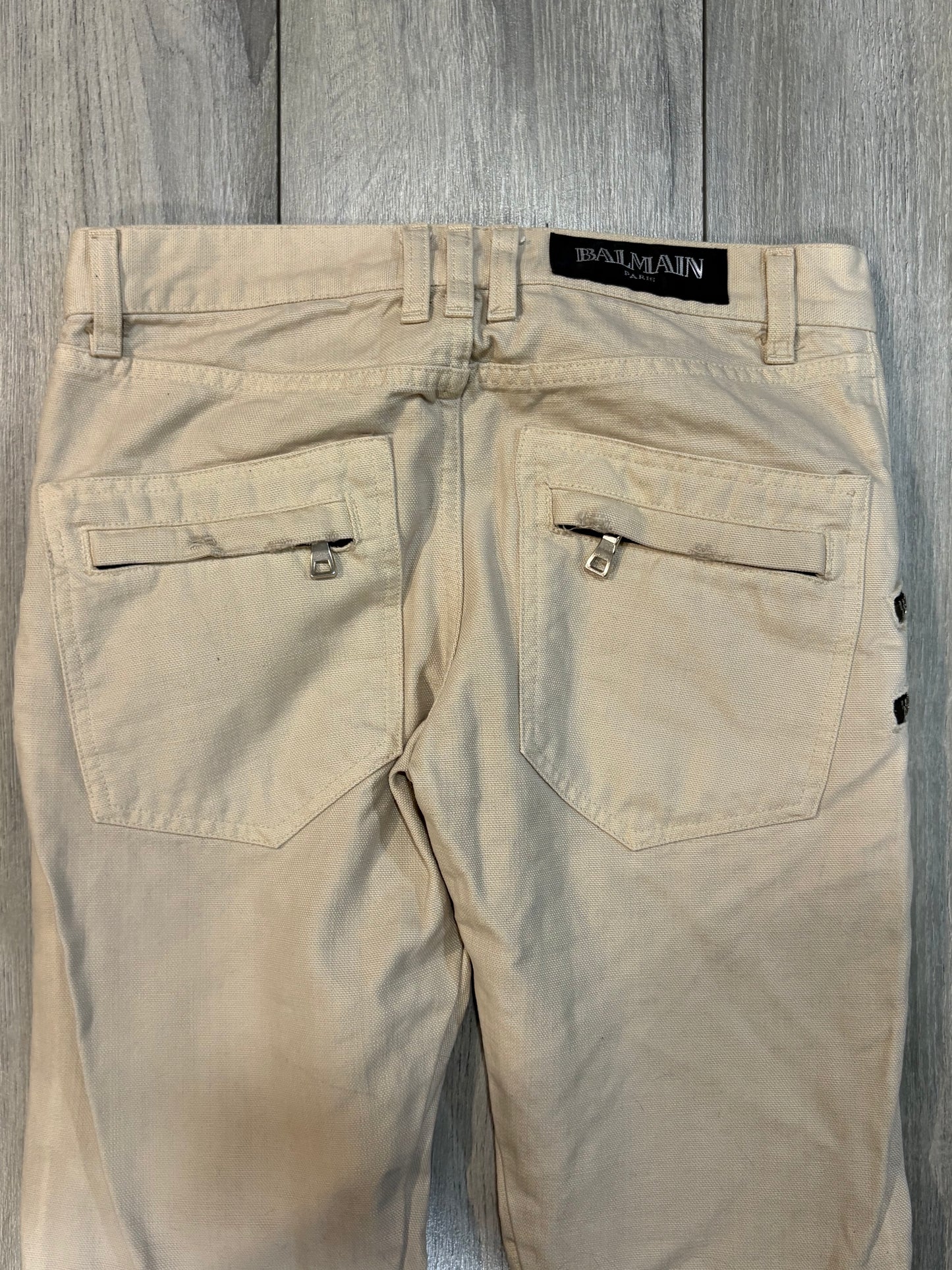 Balmain 2012 1/1 Beige Double Zip Denim