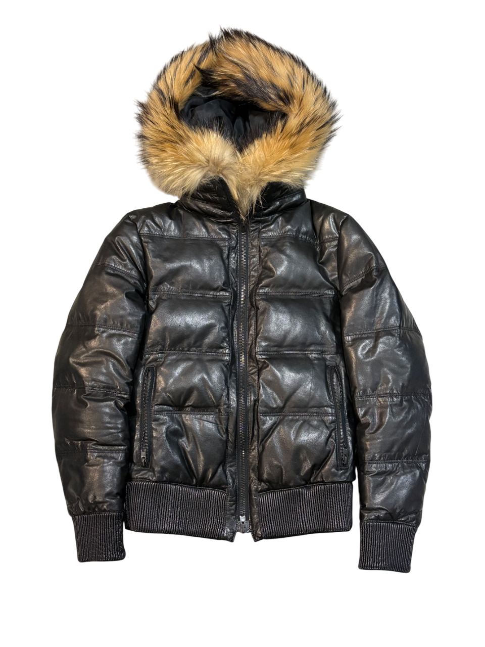 Lithium Homme Cow Leather Raccoon Fur Jacket