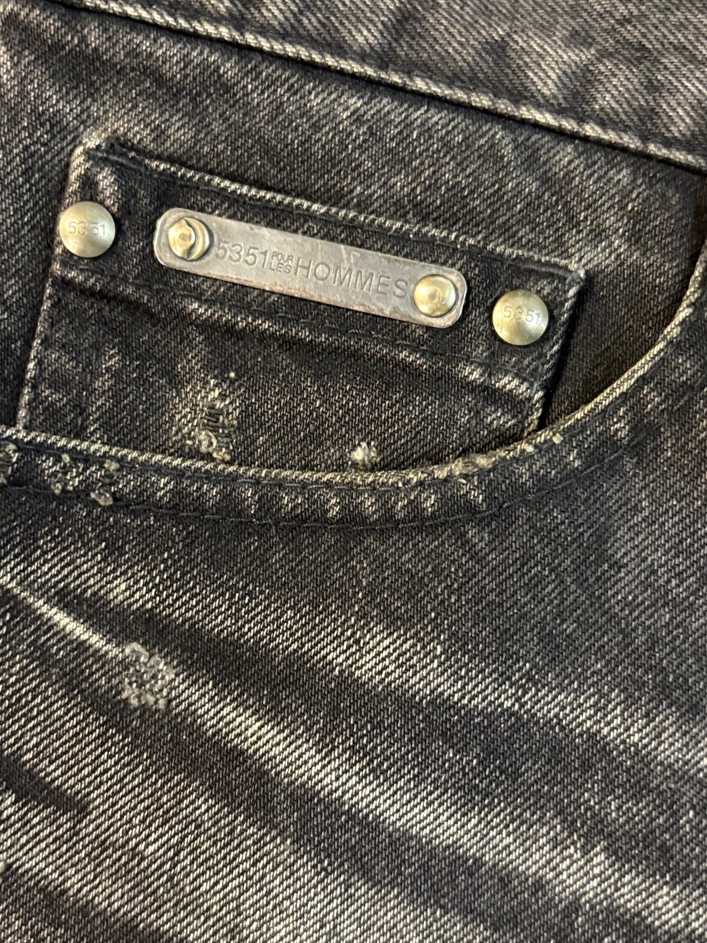 5351 Pour Les Hommes Python Patch Flared Denim